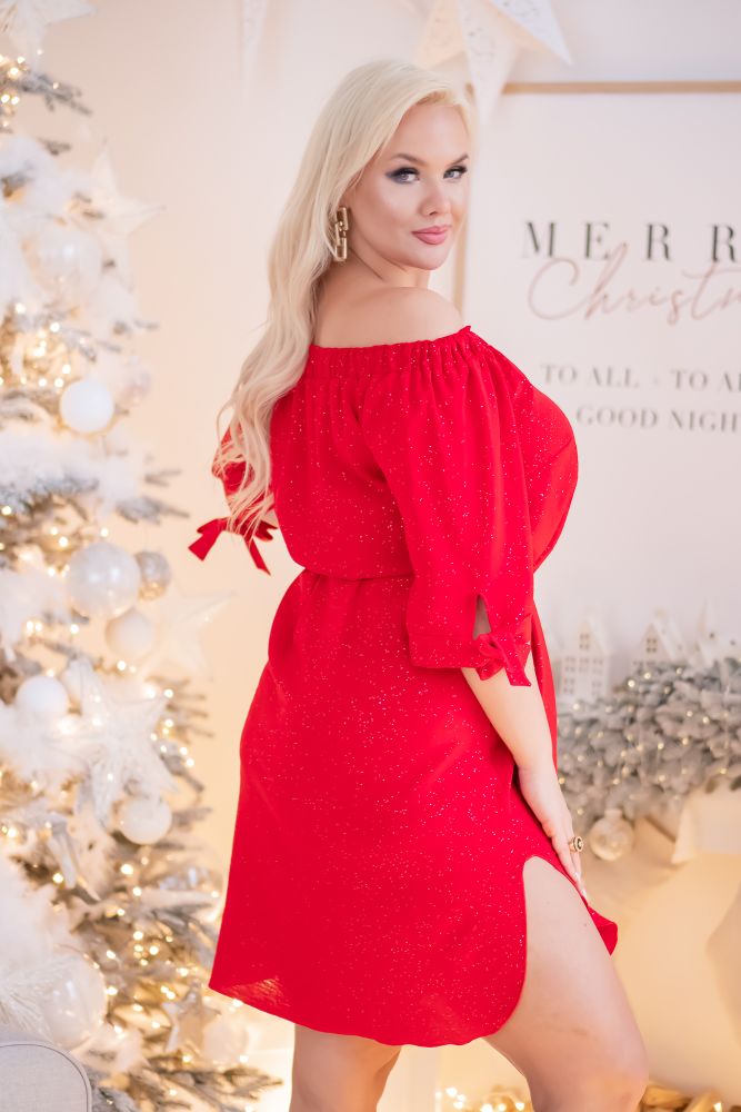  Czerwona Sukienka PENARIS Plus Size