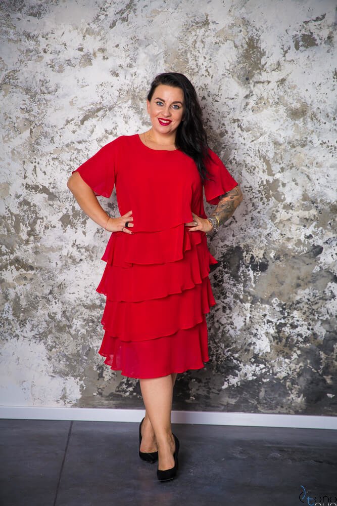 Czerwona Sukienka ORINA Plus Size  