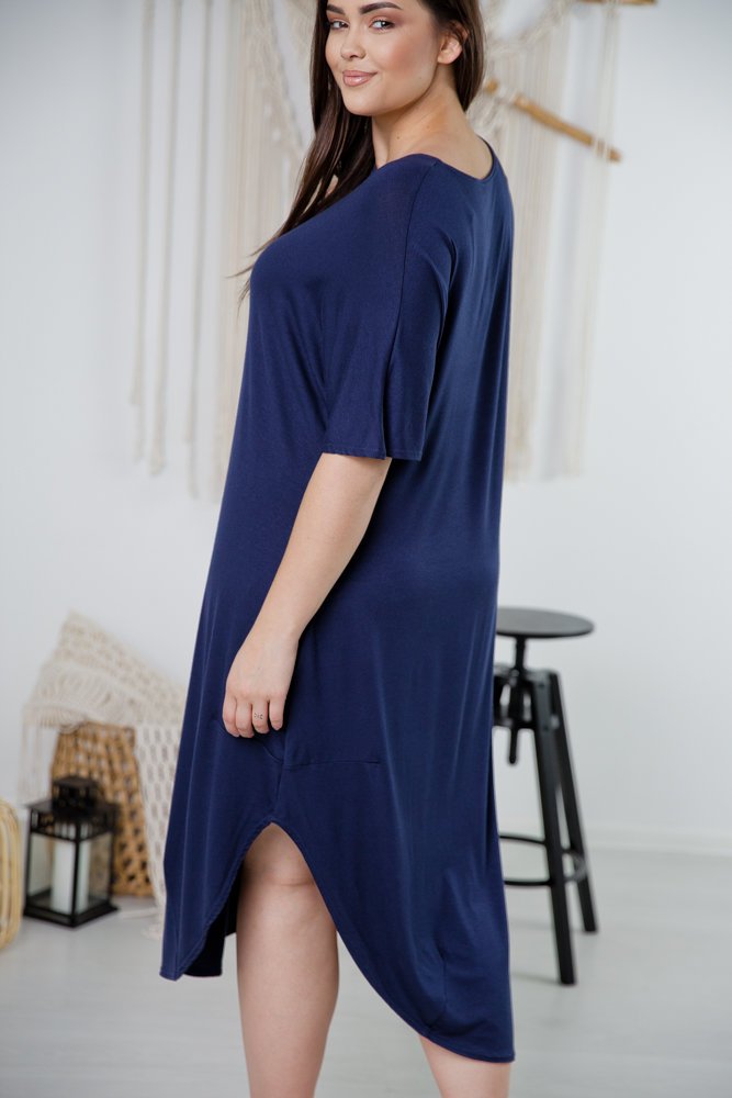 Granatowa Sukienka SPINER Plus Size