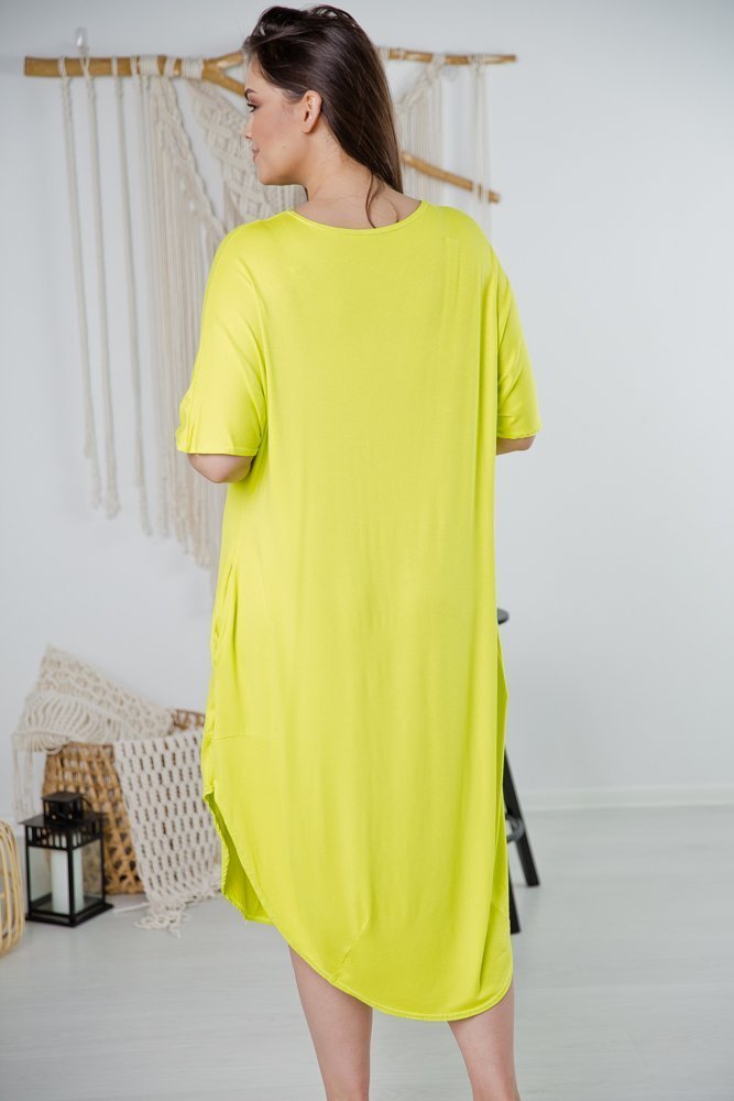Limonkowa Sukienka SPINER Plus Size
